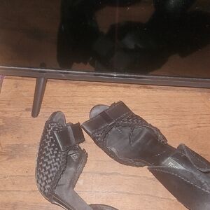 Pedro Garcia Black Woven Sandals